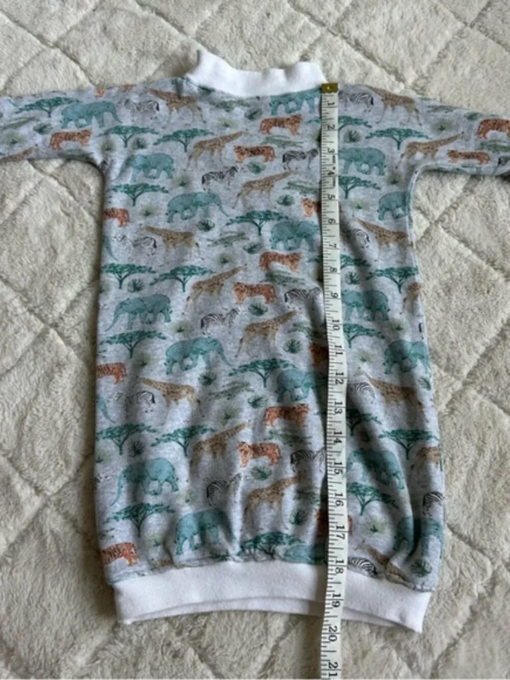 Boutique | Grey & Safari Print Oversized Sweater Dress | Size 12-18 Months